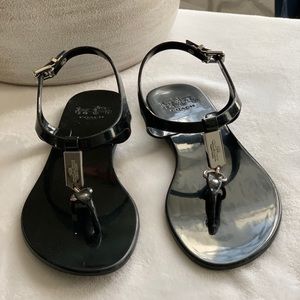 COACH Used logo black Patent leather flat